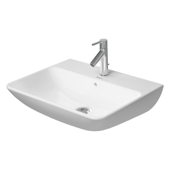 Duravit ME by Starck Waschtisch 460x600x180mm wh Weiß HG, Rechteckig, WonderGliss, 1 Waschplatz mittig, 1 HL mittig, mit ÜL