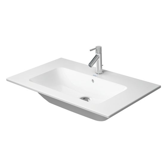 Duravit ME by Starck Waschtisch 490x830x180mm WonderGliss Weiß Hochglanz, Rechteckig, 1 Waschplatz/HL mittig, mit Überlauf