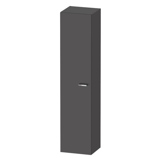 Duravit XBase Hochschrank Dekor 358x400x1760mm Links, Graphit Matt, 1 Tür R Griff Chrom, 5 Glasfachböden, 50mm