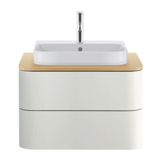 Duravit Happy D.2 Plus Aufsatzbecken 500mm, Weiß Hochglanz, WonderGliss, rechteckig mit HLB/Überlauf, Push-Open, 1 HL