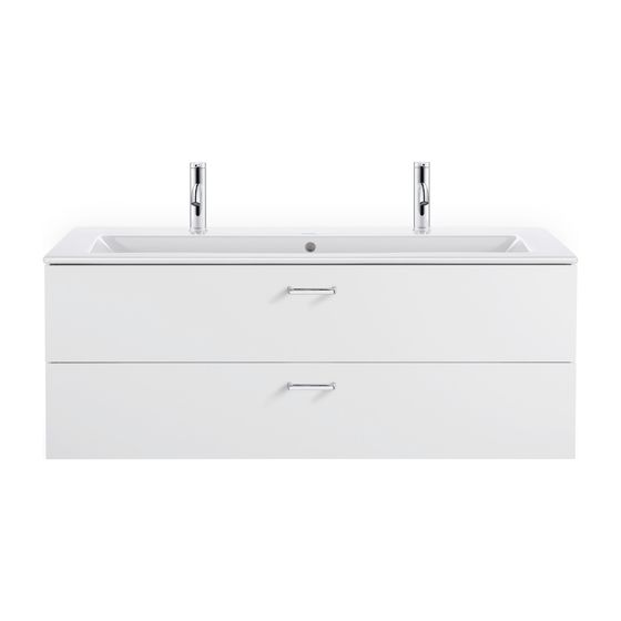 Duravit ME by Starck Waschtisch 490x1230x180mm, WonderGliss, Weiß Hochglanz, Rechteckig, 1 HL L/R, mit Überlauf