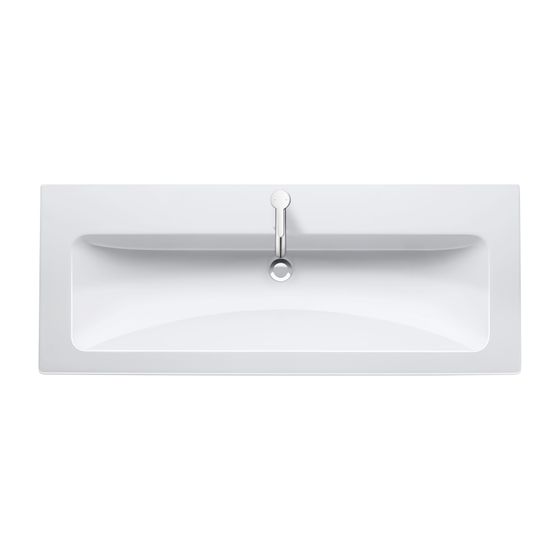 Duravit ME by Starck Waschtisch 490x1230x180mm WonderGliss Weiß HG, Rechteckig, 1 Waschplatz/HL mittig, mit ÜL, 1 HL mittig