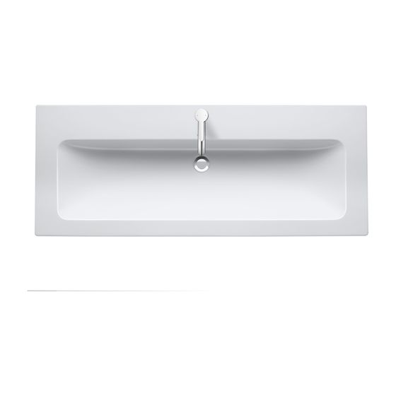 Duravit ME by Starck Waschtisch 490x1230x180mm, WonderGliss, Weiß Seidenmatt, Rechteckig, 1 WP mittig, mit ÜL