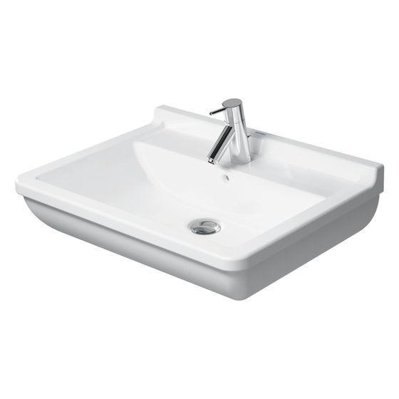 Duravit Starck 3 Waschtisch 485x650x235mm wandh. Weiß Hochglanz, Rechteckig, WonderGliss, 1 WP mittig, 1 HL mittig, mit ÜL