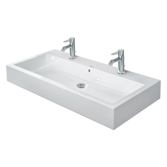 Duravit Vero Waschtisch 470x1000x175mm wandhäng., Weiß Hochglanz, Rechteckig, WonderGliss, 1 WP mittig, 1 HL mittig, mit ÜL