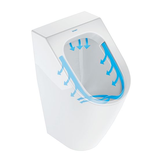 Duravit ME by Starck Urinal 350x300x585mm Weiß Hochglanz Rimless, Absauger, Zulauf hinten, waagerecht