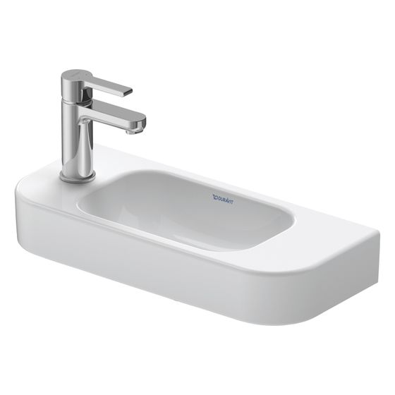 Duravit Happy D.2 Handwaschbecken 220x500x110mm Weiß HG, WonderGliss, Rechteckig, 1 Waschplatz mittig, 1 HL L, ohne Überlauf