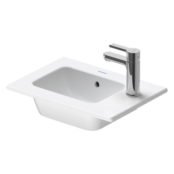 Duravit ME by Starck Handwaschbecken 300x430x150mm, Weiß SM WonderGliss rechteckig 1 Waschplatz L, 1 HL R, mit Überlauf