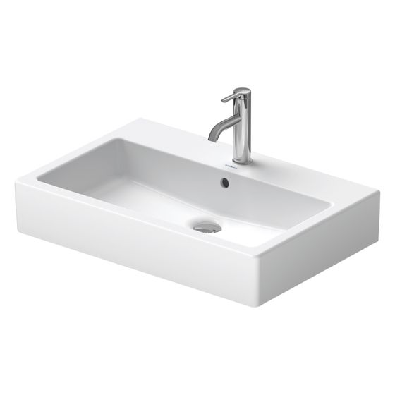 Duravit Vero Waschtisch 470x700x165mm wandhäng., Weiß Hochglanz, Rechteckig, WonderGliss, 1 WP mittig, 1 HL mittig, mit ÜL