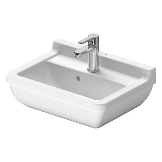 Duravit Starck 3 Waschtisch 360x500x180mm wandh. Weiß Hochglanz, Rechteckig, WonderGliss, 1 WP mittig, 1 HL mittig, mit ÜL
