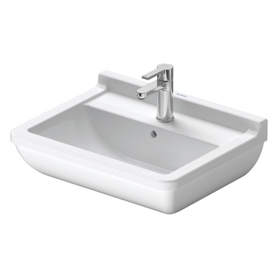 Duravit Starck 3 Waschtisch 430x550x225mm wandhäng., Weiß Hochglanz, Rechteckig, 1 WP mittig, 1 HL mittig, mit ÜL