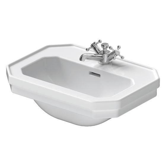 Duravit Serie 1930 Handwaschbecken 365x500x195mm, Weiß Hochglanz, WonderGliss, Oktogonal,1 Waschplatz/HL mittig, mit Überlauf