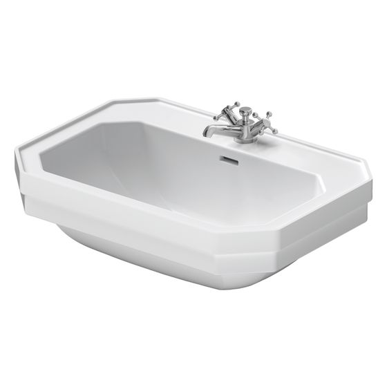 Duravit Serie 1930 Waschtisch 500x700x245mm wandh. Weiß Hochglanz, Oktogonal, WonderGliss, 1 WP mittig, 1 HL mittig, mit ÜL