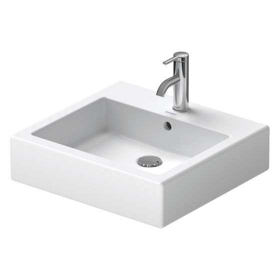 Duravit Vero Aufsatzbecken 500mm, Weiß Hochglanz, WonderGliss, Rechteckig, mit HLB, mit Überlauf, RW glasiert