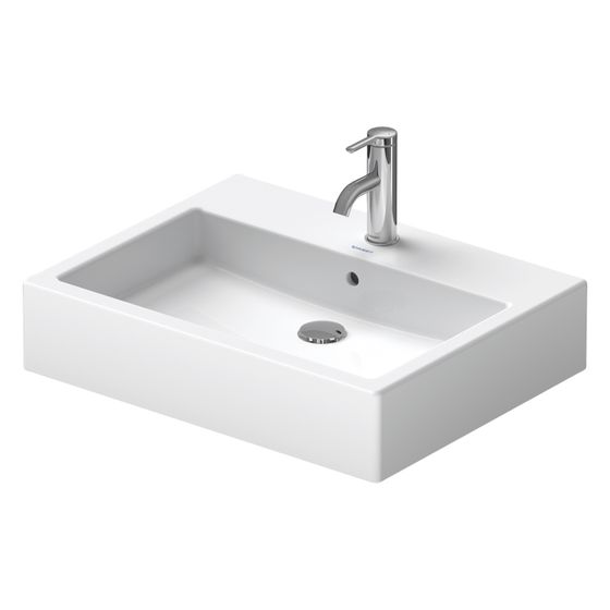Duravit Vero Aufsatzbecken 595mm, Weiß Hochglanz, WonderGliss, Rechteckig, mit HLB, mit Überlauf, RW glasiert