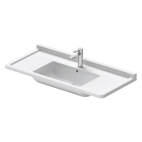 Duravit Starck 3 Waschtisch 485x1050x225mm, WonderGliss, Weiß Hochglanz, Rechteckig, 1 Waschplatz/HL mittig, mit Überlauf