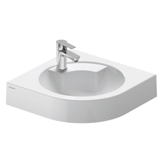 Duravit Architec Eck-Handwaschbecken 540x635x150mm wandh. Weiß Hochglanz, Halbrund, 1 Waschplatz mittig, 1 HL mittig, ohne ÜL