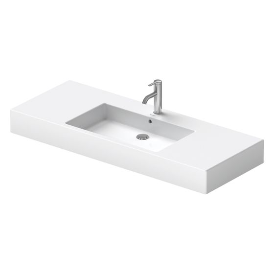 Duravit Vero Waschtisch 490x1250x170mm, WonderGliss, Weiß Hochglanz, Rechteckig, 1 Waschplatz/HL mittig, mit Überlauf