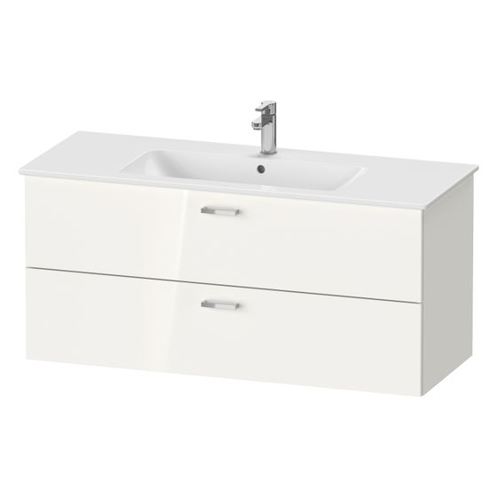 Duravit XBase Möbelwaschtisch, Waschtischunterbau, Spiegelschrank 490x1230x2000mm, 2 Schubkastensten, Weiß Hochglanz, 1230mm