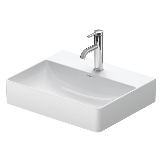 Duravit DuraSquare Waschtisch 400x500x145mm Compact WonderGliss Weiß Hochglanz Rechteckig, 1 WP/HL mittig, ohne ÜL