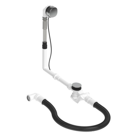 Duravit Ab- und Überlaufgarnitur mit Zulauf, Wanneneinlauf, Chrom glänzend, Quadroval, Bowdenzuglänge 650mm, flexibler Abl.