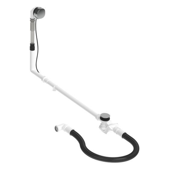 Duravit Ab- und Überlaufgarnitur mit Zulauf, Wanneneinlauf, Chrom glänzend, Quadroval, Bowdenzuglänge 1100mm, flexibler Abl.