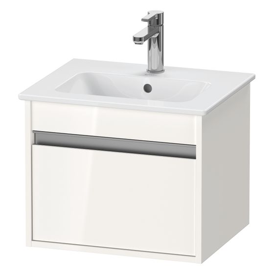 Duravit Ketho Waschtischunterbau wandh. 412x500x410mm, Compact Betongrau Matt, Griffleiste Silber, 1 AZ, mit Dämpfung