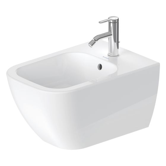 Duravit Happy D.2 Wandbidet 540x365x285mm, Weiß Hochglanz, WonderGliss, 1 HL, HLB, Überlauf, verd. Befestigung