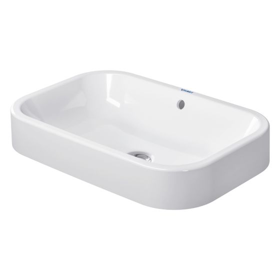 Duravit Happy D.2 Plus Aufsatzbecken 600mm, Weiß Hochglanz, WonderGliss, Rechteckig, ohne HLB, mit Überlauf