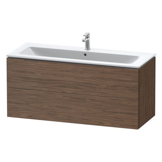 Duravit L-Cube Waschtischunterbau wandh. 481x1220x550mm Nusb.dunkel Matt, Grifflos, 2 Schubkästen