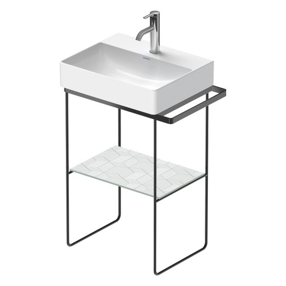 Duravit DuraSquare Metallkonsole 380x565x740-790mm variabel, Mattschwarz, bodenstehend/unter Waschtisch, Höhenverstellbar 50mm