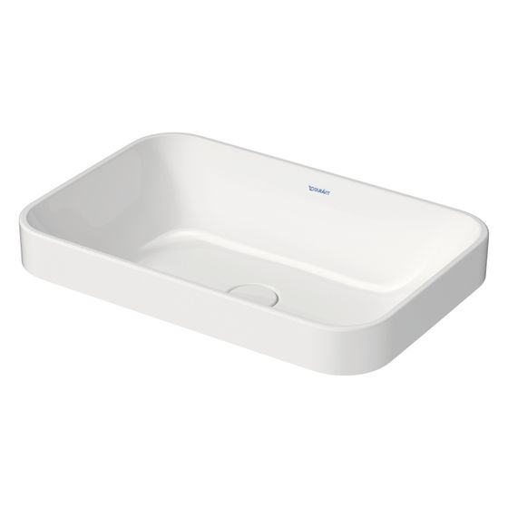 Duravit Happy D.2 Plus Aufsatzbecken 600mm, Weiß Hochglanz, WonderGliss, Rechteckig, ohne Überlauf und HLB, RW glasiert