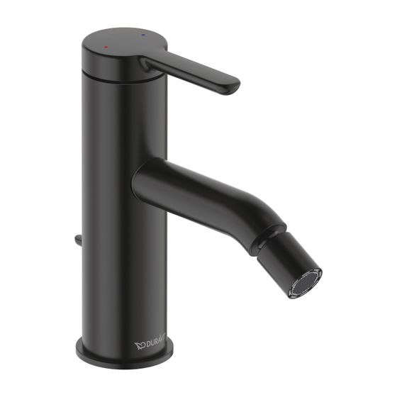Duravit C.1 Einhebel-Bidetmischer, Chrom HG, Standmontage, Ausladung 121mm, Mattschwarz, Höhe 155mm, 121mm, 5l/min