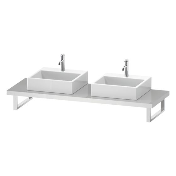 Duravit L-Cube Konsole variabel 550x800-2000x45mm, 2 Ausschnitte/Waschplätze, Eiche Marmoriert Matt, ohne KT, L/R