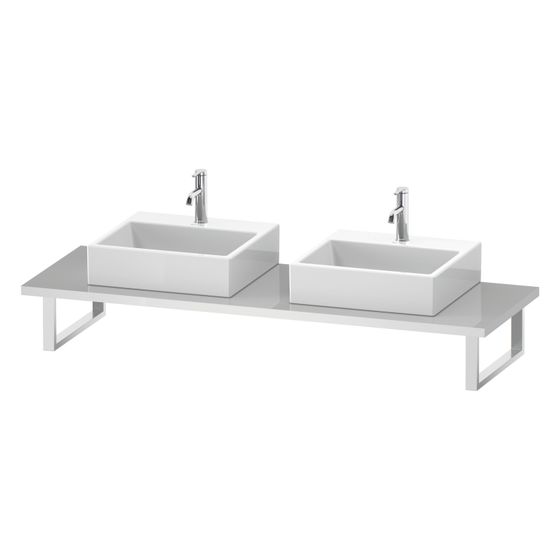 Duravit L-Cube Konsole variabel 550x800-2000x30mm, 2 Ausschnitte/Waschplätze, Eiche Marmoriert Matt, ohne KT, L/R