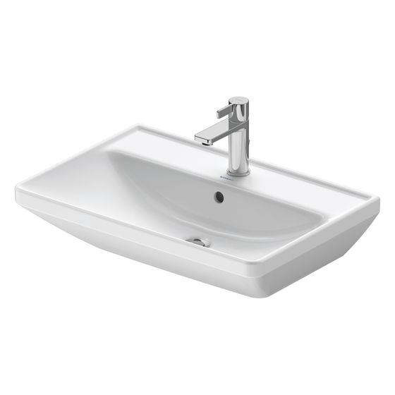 Duravit D-Neo Waschtisch 440x650x165mm wandhäng., Weiß Hochglanz, Rechteckig, 1 Waschplatz mittig, 1 HL mittig, mit ÜL