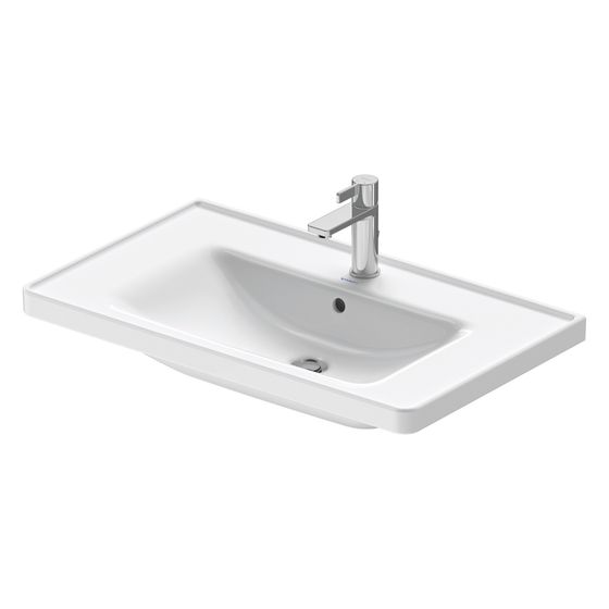 Duravit D-Neo Waschtisch 480x800x165mm, Weiß Hochglanz, Rechteckig, 1 Waschplatz/HL mittig, mit Überlauf