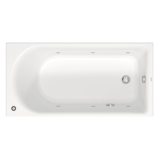 Duravit D-Neo Whirlwanne Rechteckig, Einbau, 750x1500x485mm, Jet Project, 1 Rückenschräge, 202l, Innen 465mm, Weiß glänzend