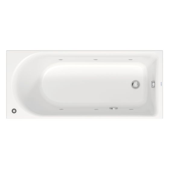 Duravit D-Neo Whirlwanne Rechteckig, Einbau, 700x1600x485mm, Jet Project, 1 Rückenschräge, 200l, Innen 465mm, Weiß glänzend