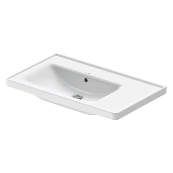 Duravit D-Neo Waschtisch 480x800x165mm, Weiß Hochglanz, Rechteckig, 1 Waschplatz L, mit Überlauf, o.HL