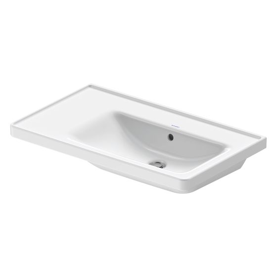 Duravit D-Neo Waschtisch 480x800x160mm, Weiß Hochglanz, Rechteckig, 1 Waschplatz R, mit Überlauf, o.HL