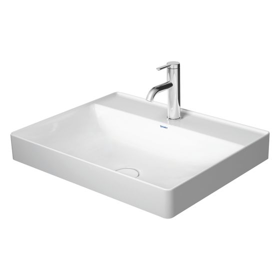 Duravit DuraSquare Aufsatzbecken 600mm, Weiß Hochglanz, WonderGliss, DuraCeram, Rechteckig, mit HLB ohne ÜL, RW glasiert, o. HL