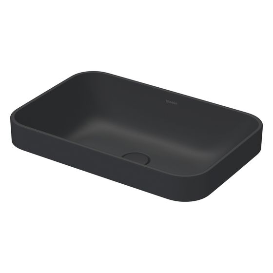 Duravit Happy D.2 Plus Aufsatzbecken 600mm, Anthrazit Matt, WonderGliss, Rechteckig, ohne Überlauf und HLB