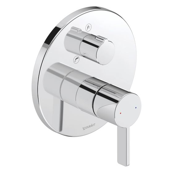 Duravit D-Neo Einhebel-Wannenmischer Unterputz, 2 Verbraucher, Chrom, Handbrause, Wanneneinl. 22,5l/min, Rosette rund, d. 170mm