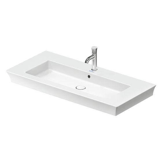 Duravit White Tulip Waschtisch 490x1055x155mm WonderGliss Weiß Hochglanz, Rechteckig, 1 Waschplatz/HL mittig, mit ÜL