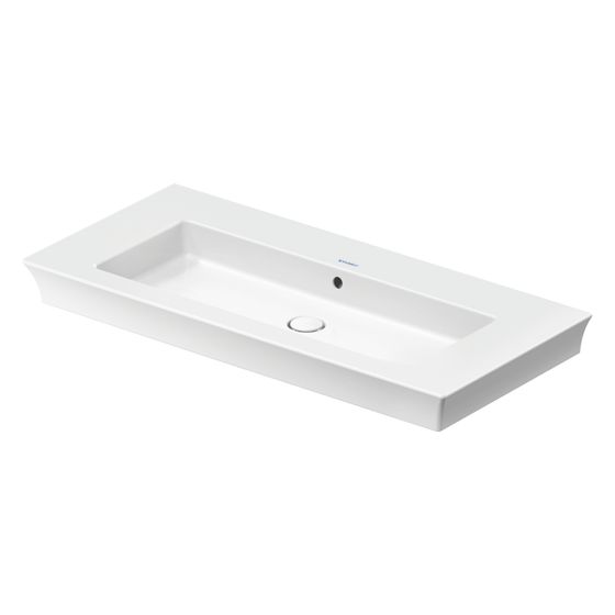 Duravit White Tulip Waschtisch 490x1055x155mm, WonderGliss, Weiß Hochglanz, Rechteckig, 1 Waschplatz mittig, mit ÜL