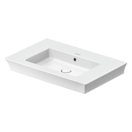 Duravit White Tulip Waschtisch 490x750x155mm, WonderGliss, Weiß Hochglanz, Rechteckig, 1 Waschplatz mittig, mit ÜL