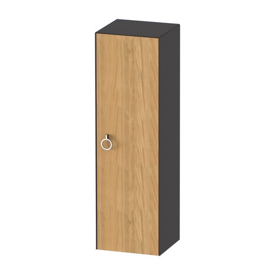 Duravit White Tulip Halbhochschrank Massivholz 360x400x1320mm Eiche Natur ma. Matt/Graphit HG, 1 Tür R, 3 Glas-FB, Alutr, Griff