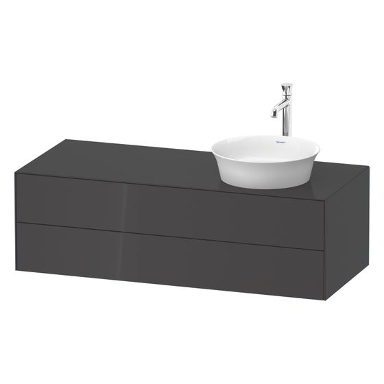 Duravit White Tulip Konsolenwaschtischunterbau wandh 550x1300x408mm R/M KSP Graphit Hochglanz Grifflos 2 SK o.ES