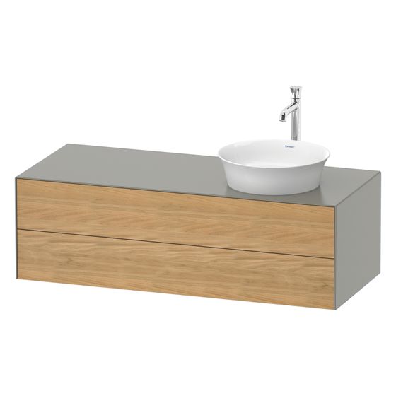 Duravit White Tulip Konsolen-WTU wandh 550x1300x408mm R/M mit KSP Eiche Natur massiv Matt/Steingrau SDM Grifflos 2 SK o.ES
